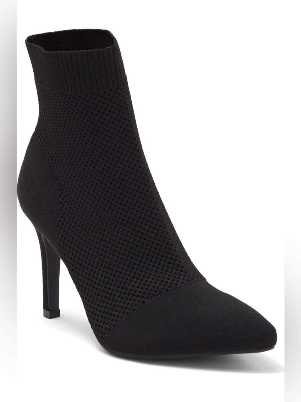 Women's Black Pointed Toe Sock Boot Heels